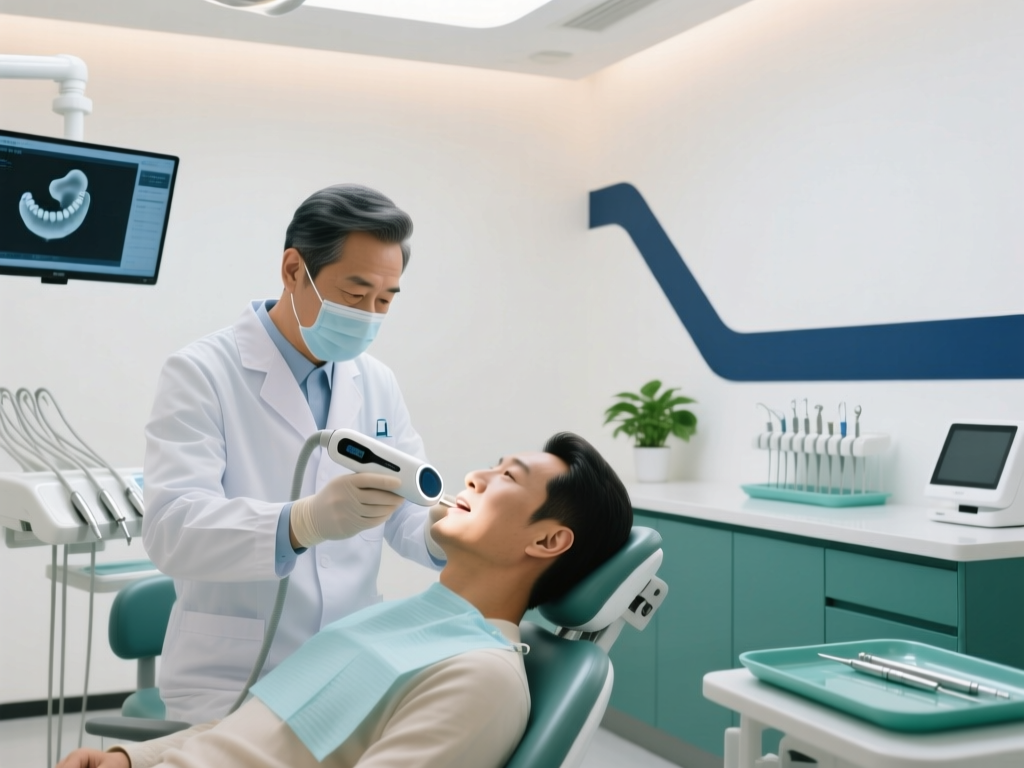 医生使用数字化设备进行口腔检查